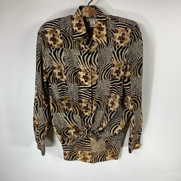 Jordan 90s Mixed Animal Print Blouse Sz Small - Picture 5 of 10